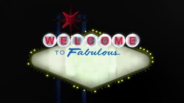 Front View Welcome Fabulous Las Vegas Sign Transparent Alpha Background — Stock video