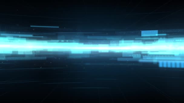 Horizontal Glowing Tech Data Animation — Stok video