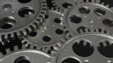Silver Metal Gear Wheels Rotating