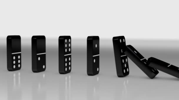 Side View Black Dominoes Falling Animation — Stockvideo