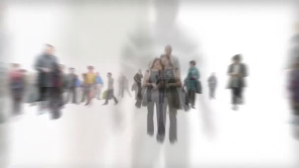 Isolated Crowd People Walking Camera — стоковое видео