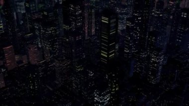 Gece yarısı bir şehir merkezinin helikopter üstgeçidi.