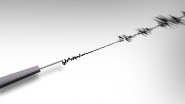 An Earthquake Seismograph Line Looping on white background