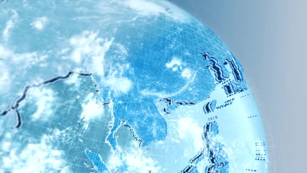 Asia Global Data Information Looks Frozen Globe — ストック動画