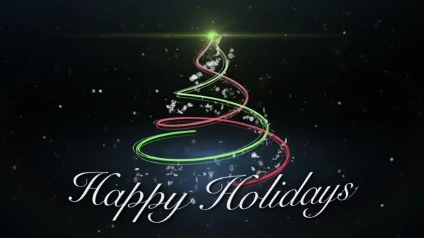Happy Holidays Greetings Christmas Tree Red Green Stripes — Vídeo de Stock