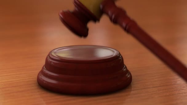 Courtroom Wooden Gavel Ruling — Vídeos de Stock