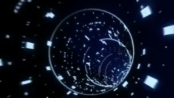 Futuristic Particle Wormhole Dark Blue — 图库视频影像