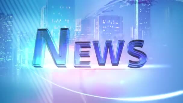 News Program Segment Фіолетовим Синім Місто Рухається Фоном — стокове відео