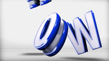 Üç boyutlu bir animasyonda oyuncu WOW Metni