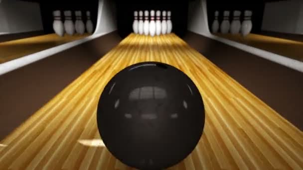 Bowling Ball Lane Strike — Vídeo de Stock