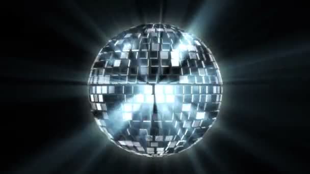 Shiny Mirror Disco Ball Spinning Animation — стоковое видео