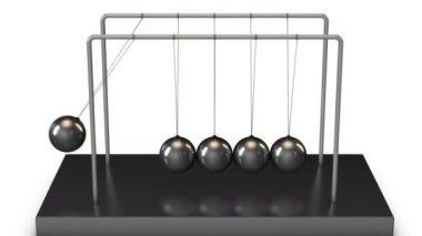 Newton 'un Beşik Sarkaç Gri Topları 3 boyutlu bir animasyonda