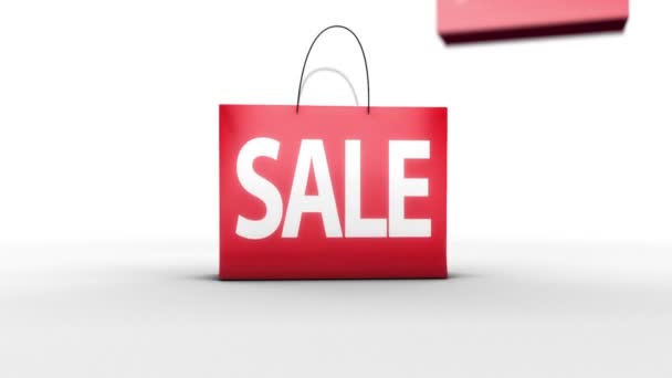 Sale Shopping Bags White Background — 图库视频影像