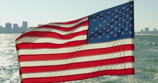 View United States Flag Waving Wind — 图库视频影像