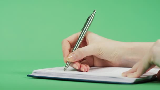 Woman Hands Writing Agenda — Stockvideo