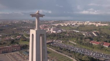 Aerial shot of Christ the King Sanctuary, in Almada.