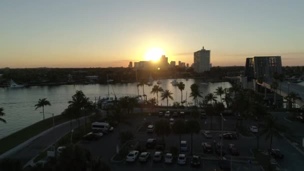 Aerial View River Drawbridge Fort Lauderdale Florida Usa — ストック動画