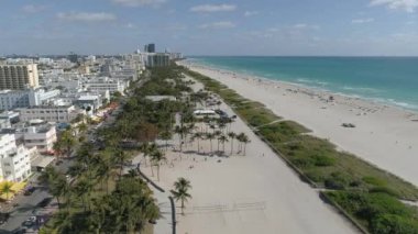 Aerial view of city and the beach in Miami