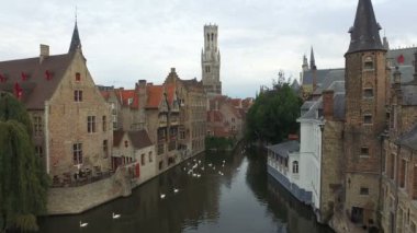 Aerial view of Dijver Canal and its surroundings in the medieval city of Buges
