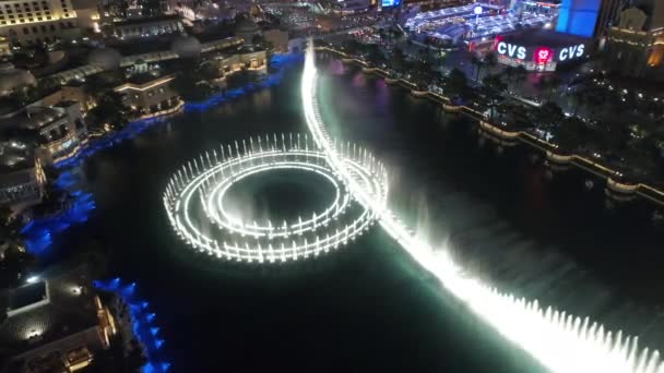 Aerial View Fountains Bellagio Night — Videoclip de stoc