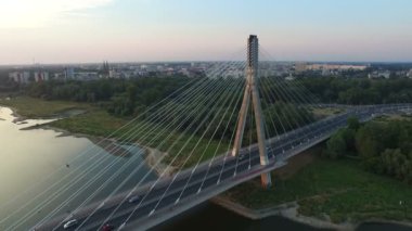 Aerial view of Holy Cross Bridge, Warsaw