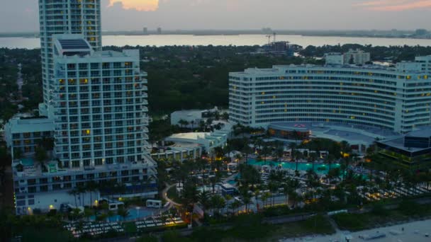 Luftaufnahme Von Miami Beach Der Abenddämmerung — Stockvideo