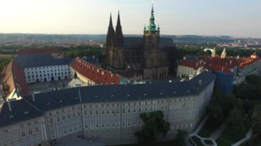 Aerial view of St. Vitus Cathedral inside Prague Castle.