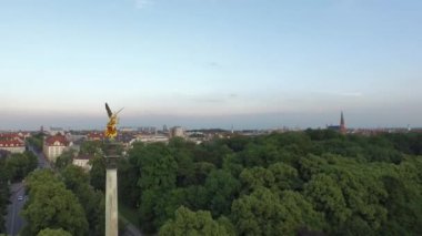 Aerial view of the Angel of Peace and Maximiliansanlagen Park, Munich.