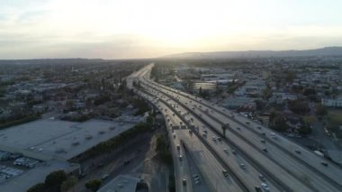 Aerial view of the highway in Los Angeles