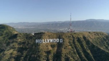 Aerial view of the Hollywood sign on the hill
