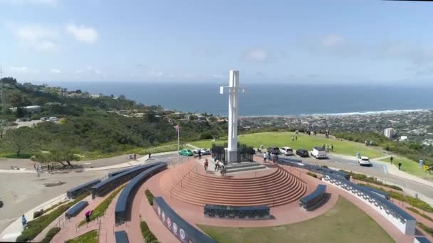 Aerial View Mount Soledad Cross San Diego California — Stok video