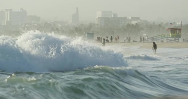 Agitated Waves Shore Venice Beach — Vídeo de Stock