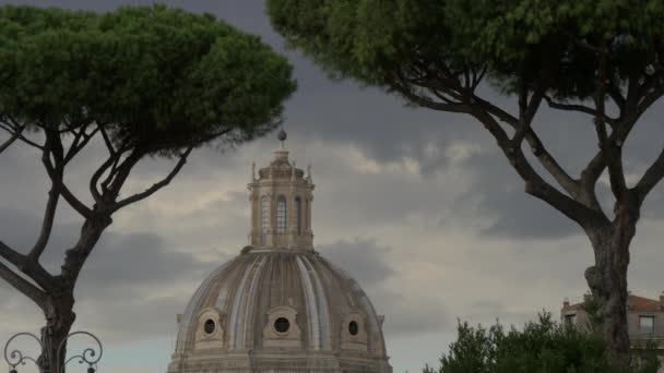 Dome Santissima Nome Maria Church Trees — Stockvideo