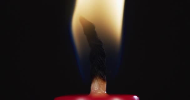 Extreme Close Candle Wick Burning — Stock Video