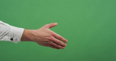 Two hands grasp in a handshake.