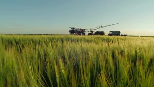 Irrigation Tractors Wheat Field — Stock videók