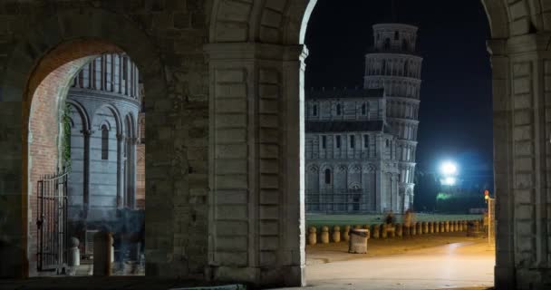 ピサのミラコリ広場での夜のタイムラプス — ストック動画