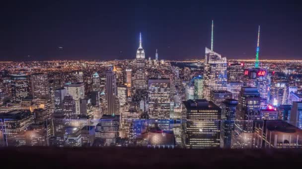 Night Timelapse View Manhattan Seen Rockefeller Center New York City — Wideo stockowe