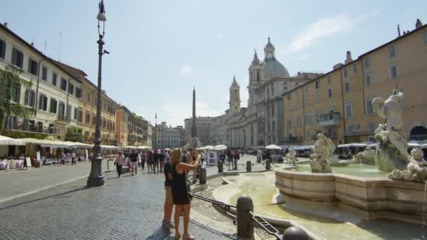 People Fountain Piazza Navona Rome — Stock videók