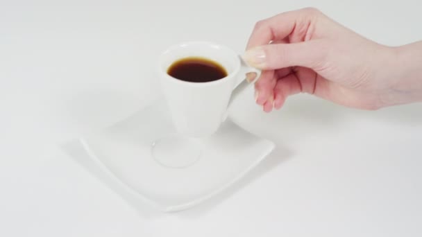 Hand Putting Coffee Cup Cookie Plate — Wideo stockowe
