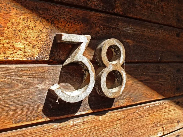 Číslo Dřevěné Zdi Třicet Osm — Stock fotografie