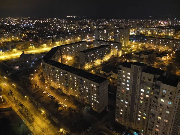 Night City Kharkiv View Multi Storey Residential Buildings Light Windows — 스톡 사진