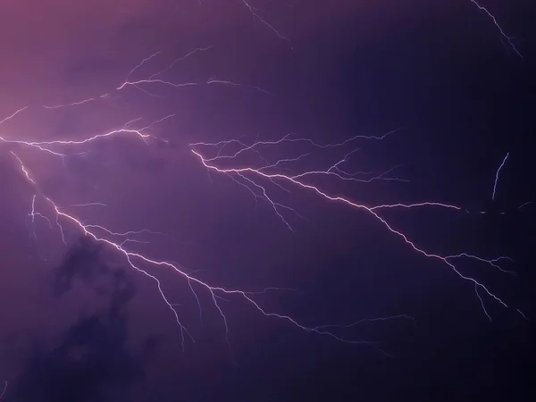 Bright Lightning Blue Sky Night Background Image Lightning — Fotografia de Stock