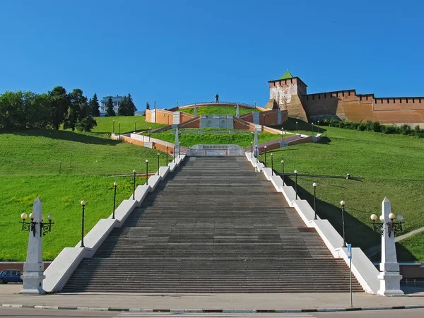 Large Stone Staircase Fortress Historical Center City Nizhny Novgorod Russia — Fotografia de Stock