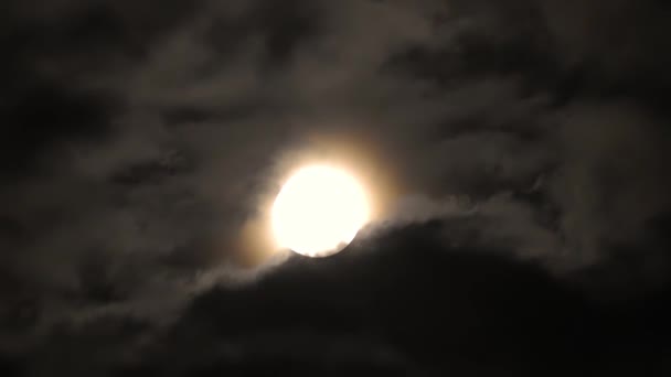 Moon Clouds Mystery Night Sky Clouds Flying Fast Front Moon — Stock Video