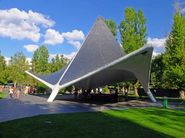 Unusual architecture. Spring water source in Kharkiv city, Ukraine - July 9, 2018