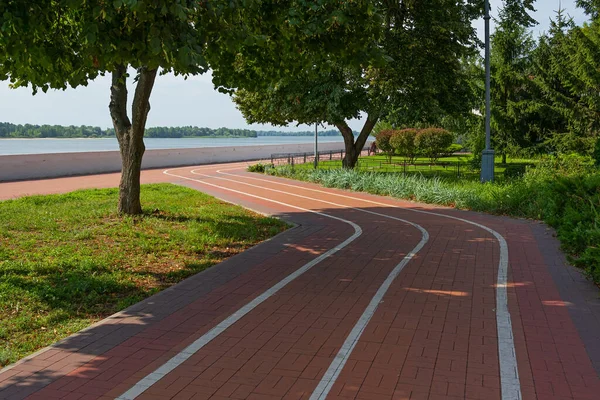 Bicycle Path Embankment Dnieper River City Kremenchuk Ukraine Summer Sunny — ストック写真