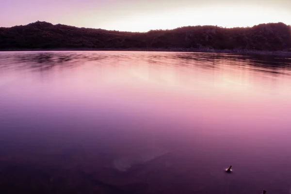 Landscape Lagoon Mountain Ranges Dam Pink Environment — Stock Photo, Image