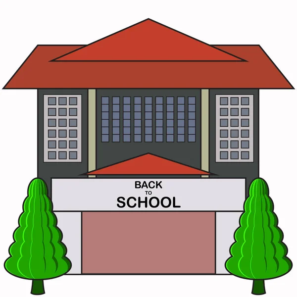 School Building Illustrator Vector Graphics White Background — стоковый вектор