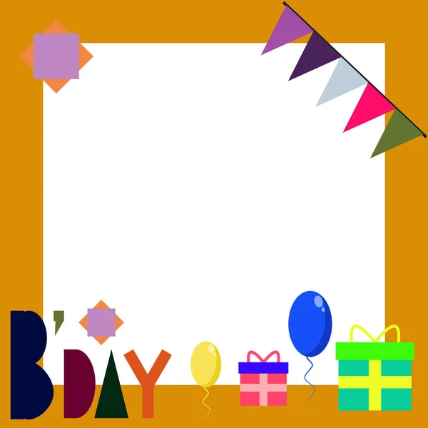 Illustrator Vector Graphic Twibbon Square Good Celebrate Birthday — Stock Vector